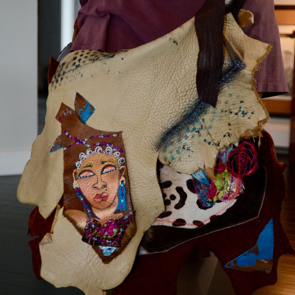 Hand-painted Leather Satchel